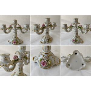 vintage German porcelain candelabra from makers such as Kaiser or Dresden